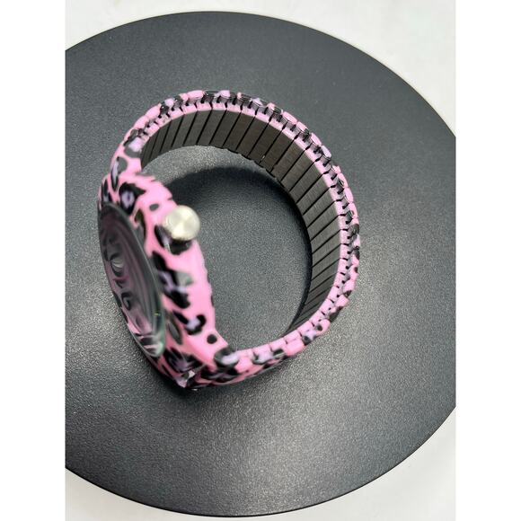 Betsey Johnson Betsey Time Leopard Lover Watch Pink Purple Black Stretch Band - Picture 3 of 8